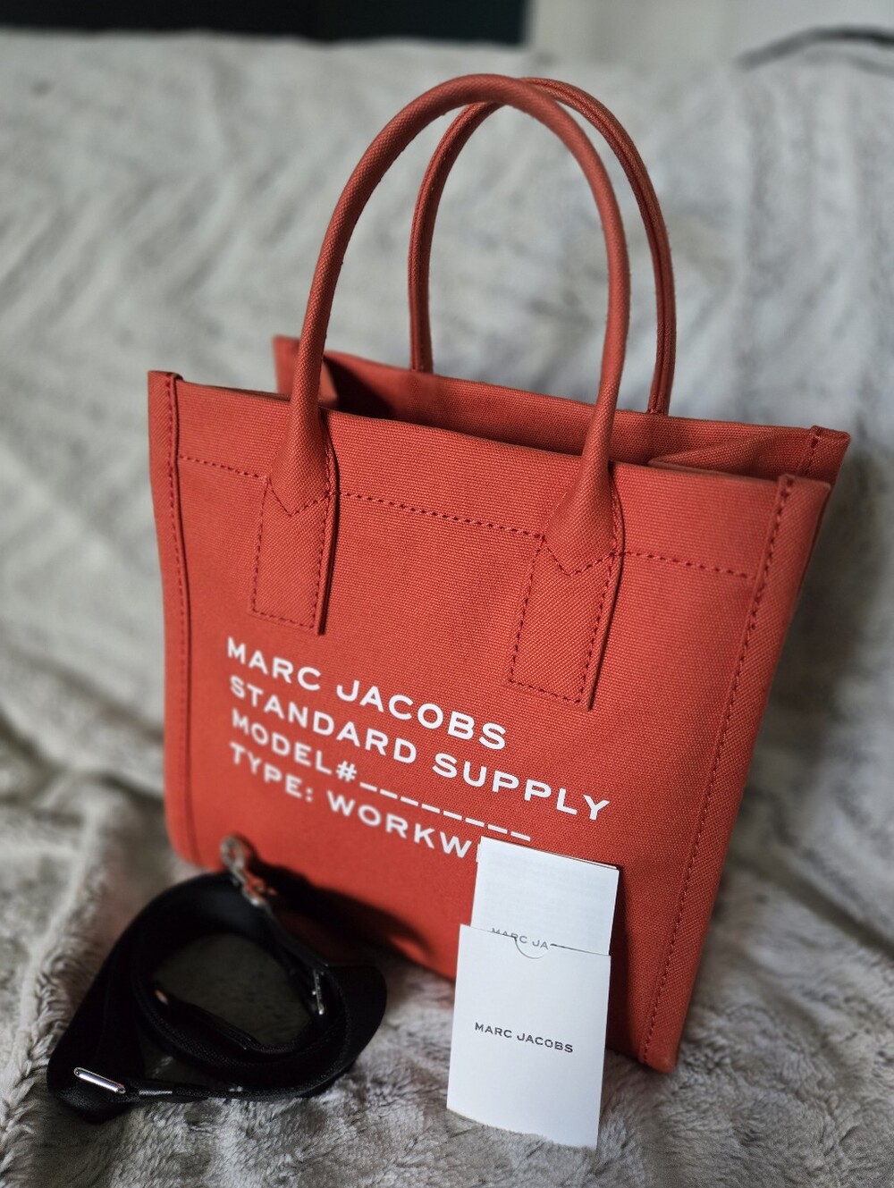 Marc Jacobs Hot Orange Canvas Tote with White Logo